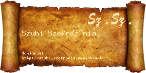 Szuhi Szofrónia névjegykártya